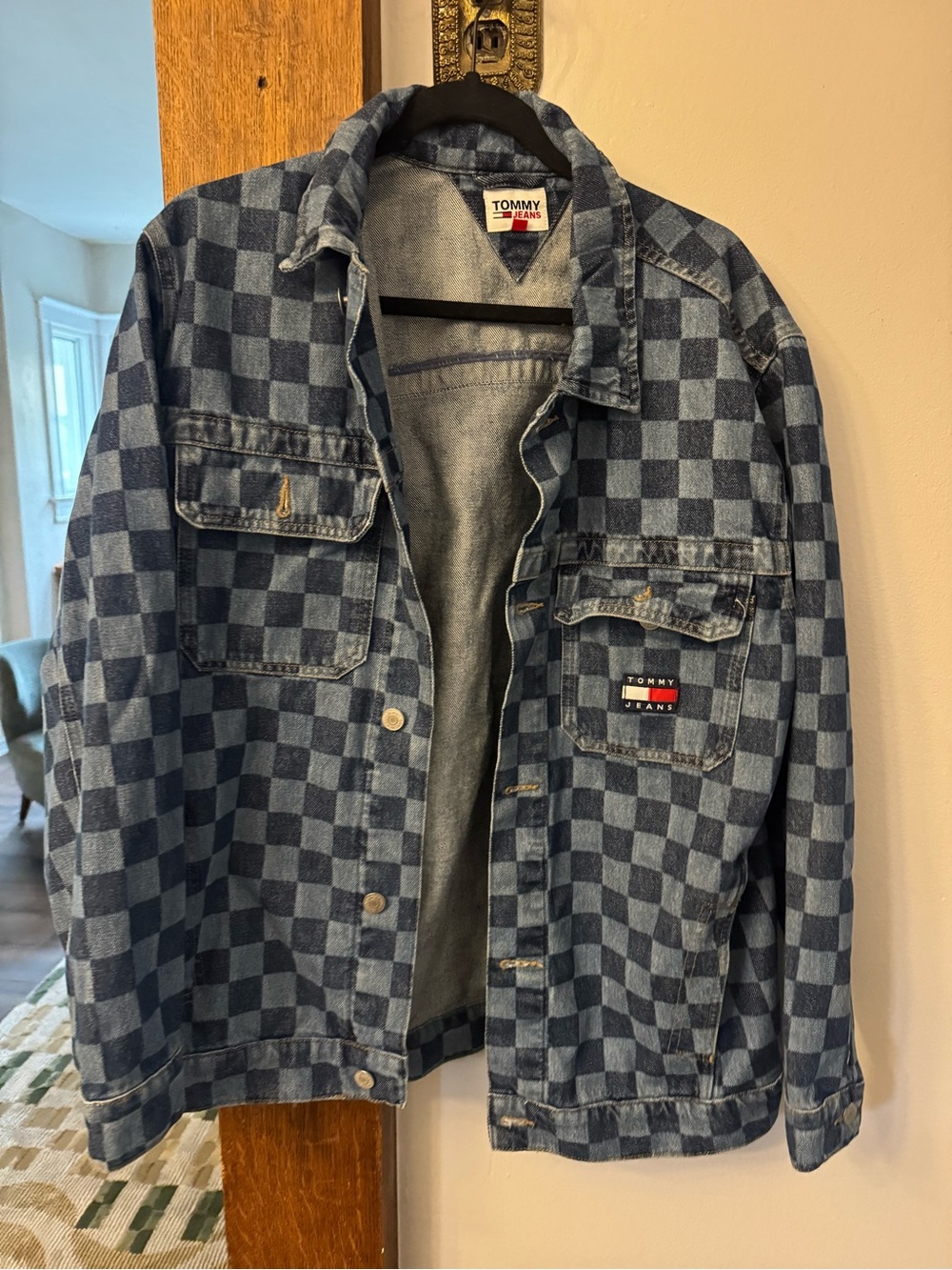 Tommy Hilfiger Blue Checkerboard Denim Shirt Jacket